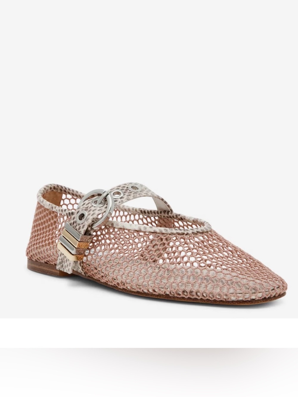 Steve Madden Woven Metallic Rose Leather Flat with Buckle Strap size 9